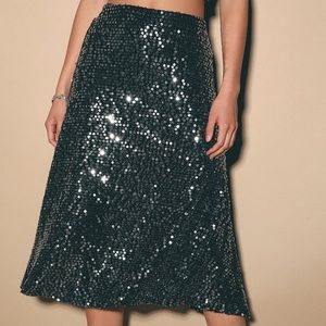 LULU’S Come Back To Life Sequin Midi Skirt